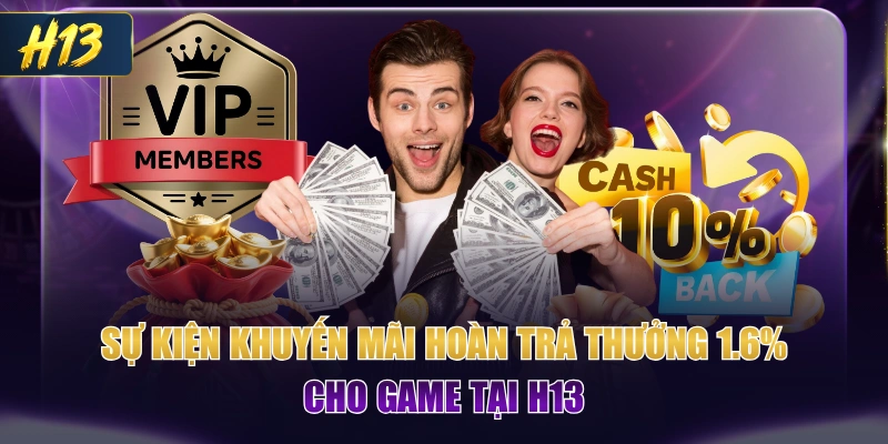 Sự Kiện Khuyến Mãi Hoàn Trả Thưởng 1.6% Cho Game Tại H13
